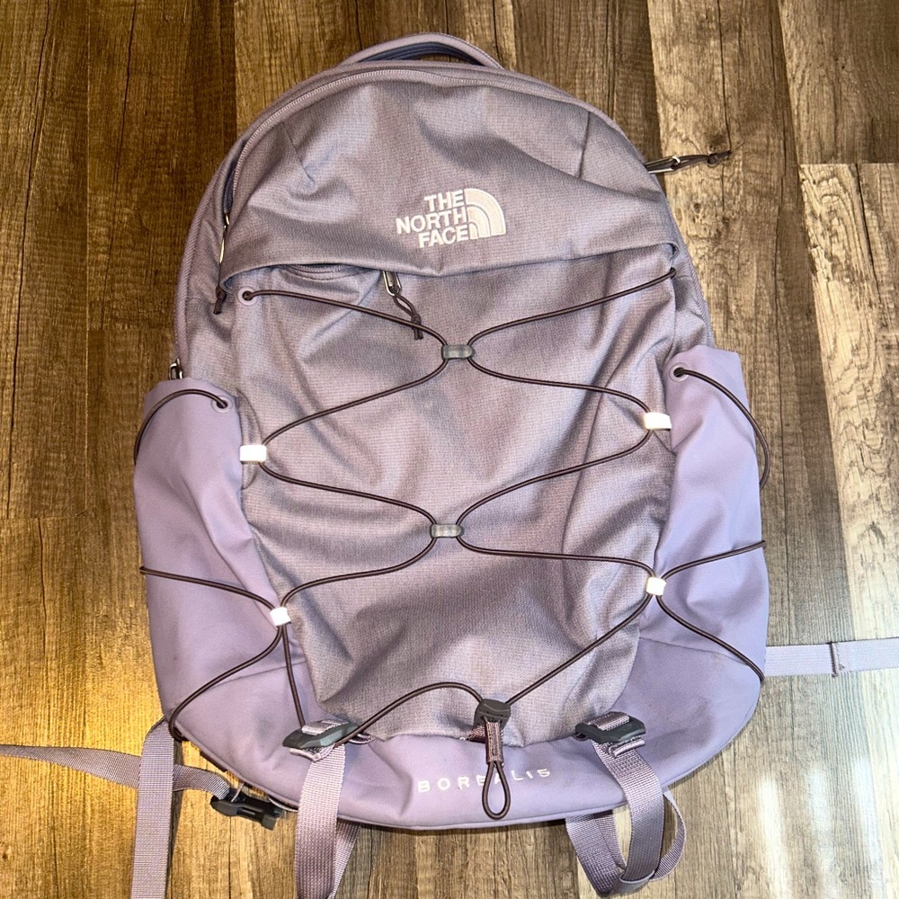 The North Face Borealis purple backpack.
